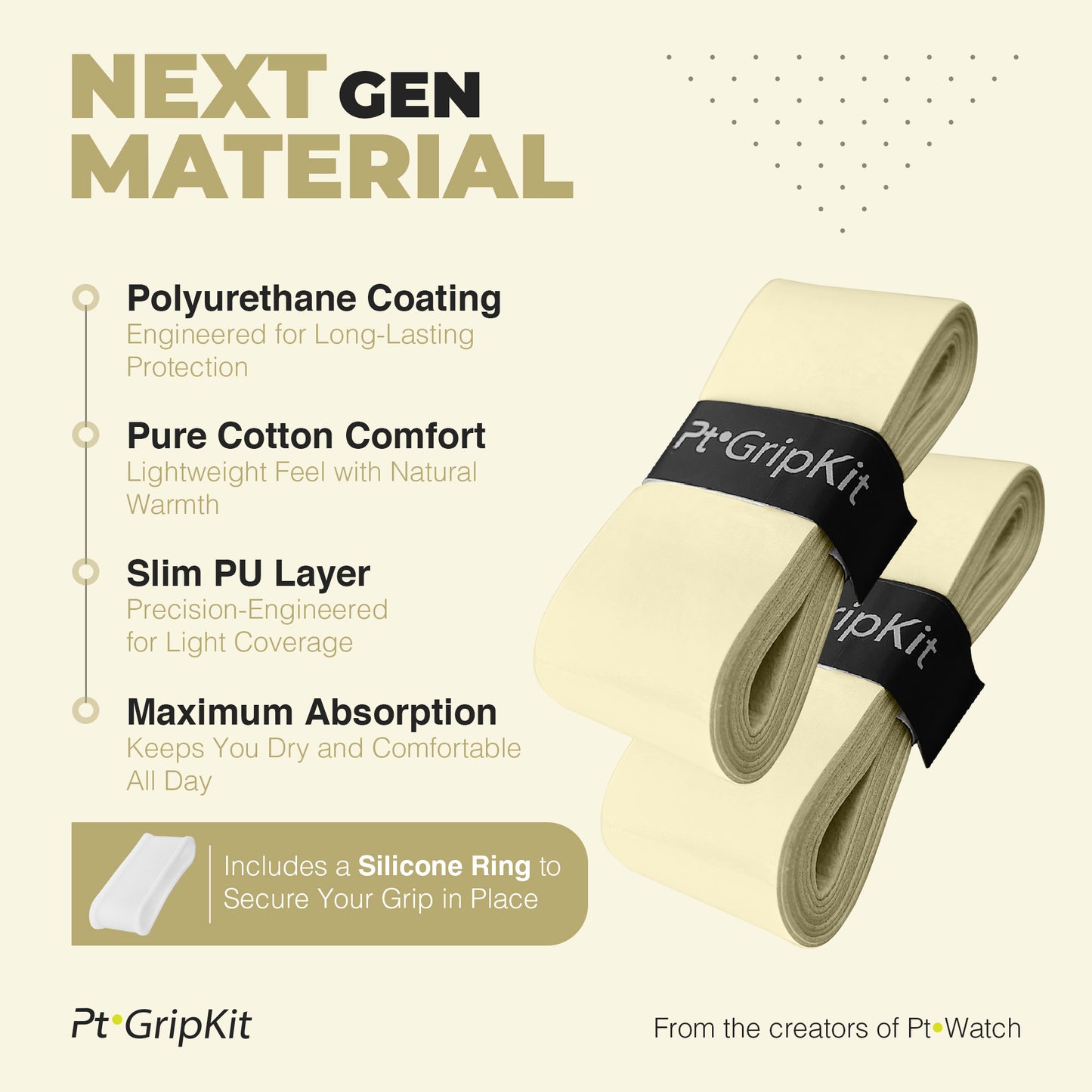 Pt GripKit – Set de agarre y protector de pádel estético – Amarillo suave