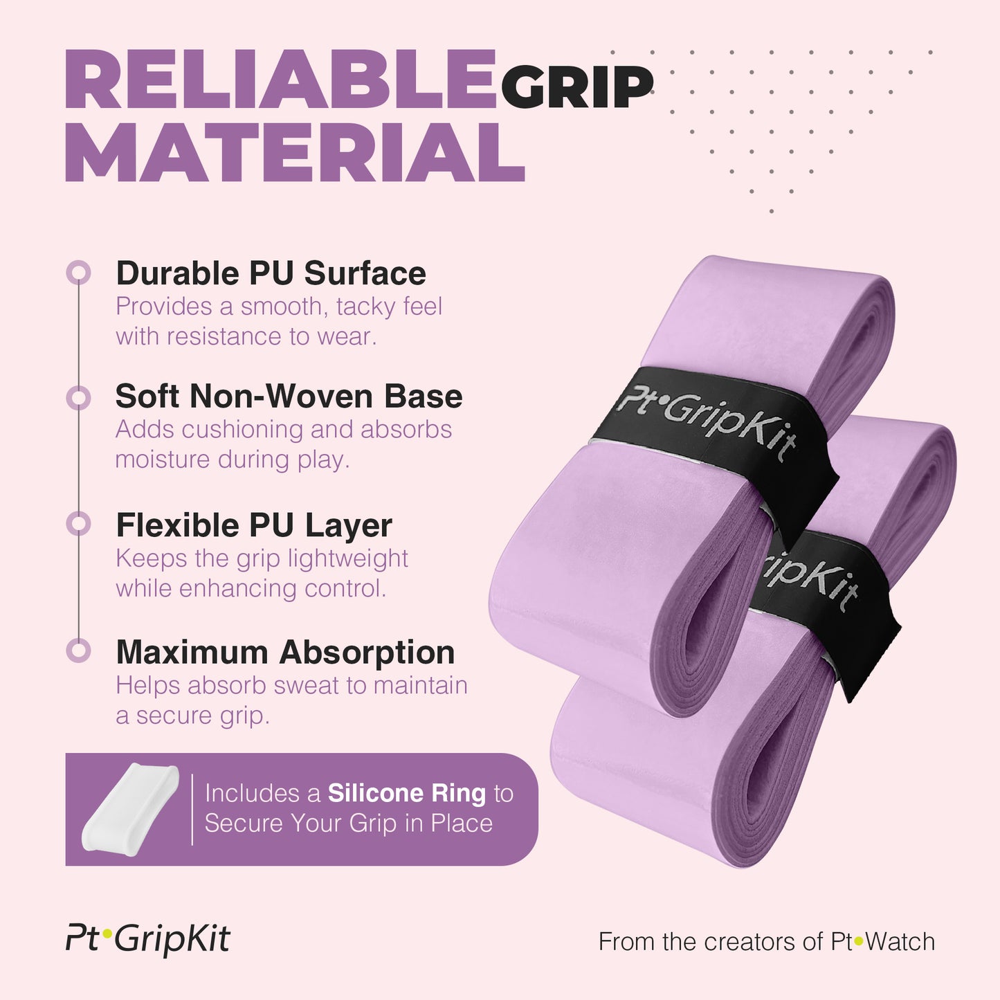 Pt GripKit – Set de agarre y protector de pádel estético – Lila morado