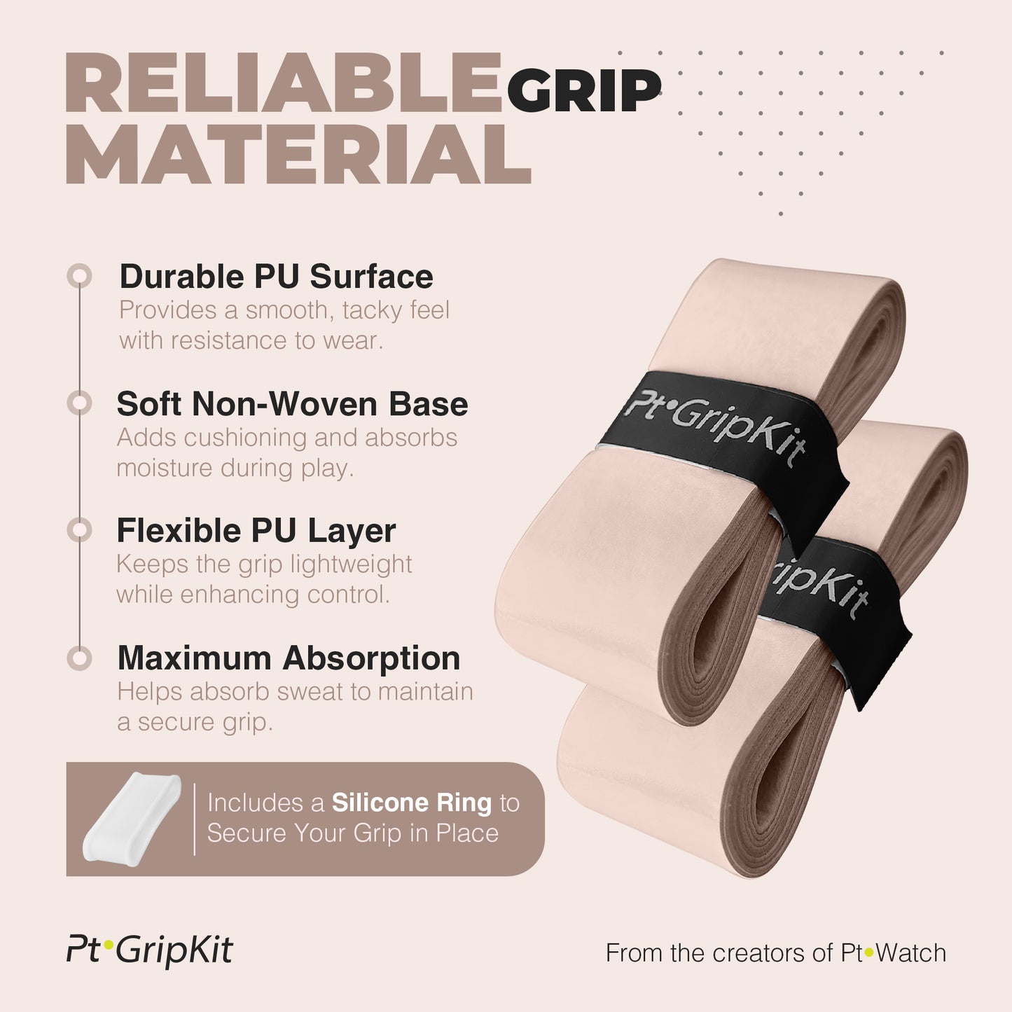 Pt·GripKit – Set de Grip y Protector de Pádel Estético – Beige Claro